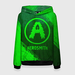 Толстовка-худи женская Aerosmith - green gradient, цвет: 3D-черный