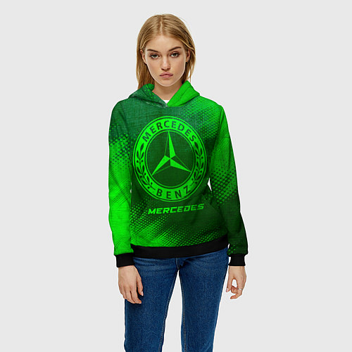 Женская толстовка Mercedes - green gradient / 3D-Черный – фото 3