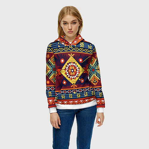 Женская толстовка Стиль советского ковра узоры и орнамент / 3D-Белый – фото 3