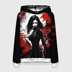 Толстовка-худи женская Девушка воин, цвет: 3D-белый
