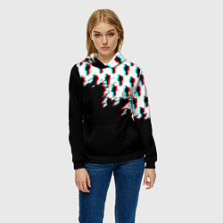 Толстовка-худи женская Billie Eilish pattern glitch, цвет: 3D-черный — фото 2