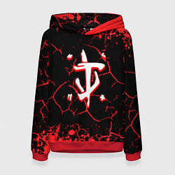 Толстовка-худи женская Doom лого трещины, цвет: 3D-красный