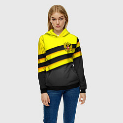 Толстовка-худи женская Герб РФ геометрия линии, цвет: 3D-черный — фото 2
