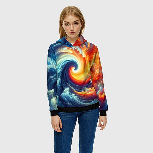 Женская толстовка Космическое завихрение - инь янь / 3D-Черный – фото 3