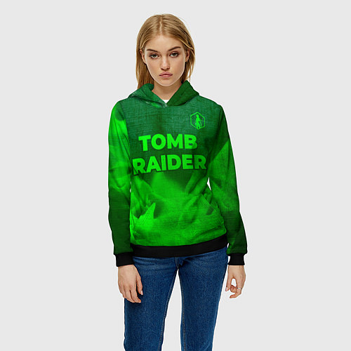 Женская толстовка Tomb Raider - green gradient посередине / 3D-Черный – фото 3