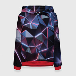 Толстовка-худи женская Неоновые геометрические плиты, цвет: 3D-красный