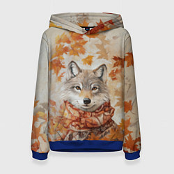 Толстовка-худи женская Осенний волк, цвет: 3D-синий
