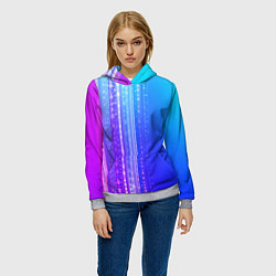 Толстовка-худи женская Неоновая абстракция полосы, цвет: 3D-меланж — фото 2