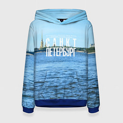 Толстовка-худи женская Санкт-Петербург северная столица России, цвет: 3D-синий