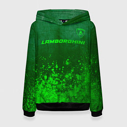 Толстовка-худи женская Lamborghini - green gradient посередине, цвет: 3D-черный