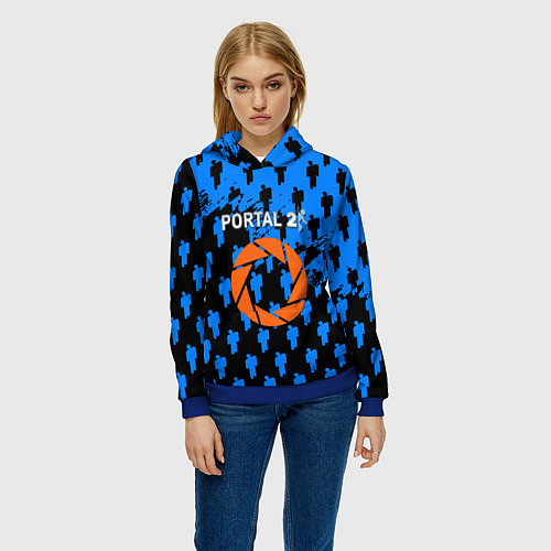 Женская толстовка Portal человечки / 3D-Синий – фото 3