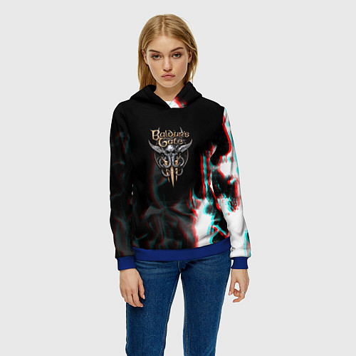 Женская толстовка Baldurs Gate glitch fire / 3D-Синий – фото 3