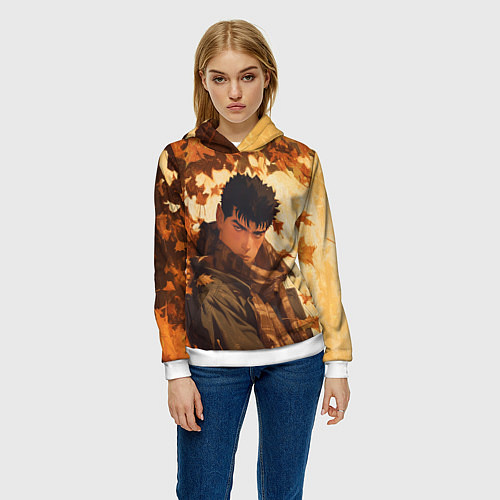 Женская толстовка Гатс в клетчатом шарфе / 3D-Белый – фото 3