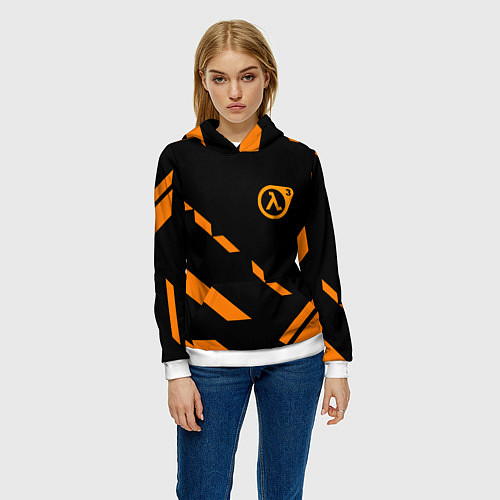 Женская толстовка Half life geometry orange / 3D-Белый – фото 3