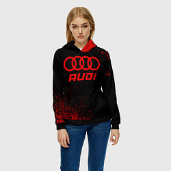 Толстовка-худи женская Audi - red gradient, цвет: 3D-черный — фото 2