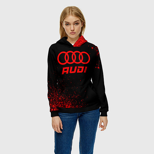 Женская толстовка Audi - red gradient / 3D-Черный – фото 3