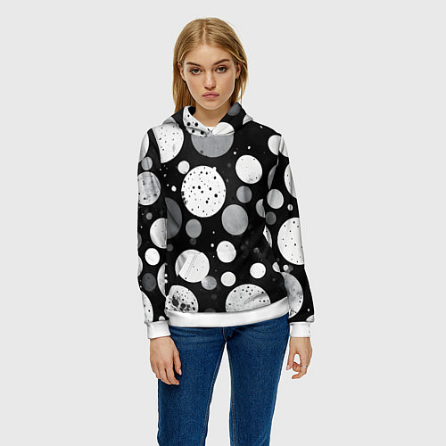 Женская толстовка Круги на темном фоне / 3D-Белый – фото 3