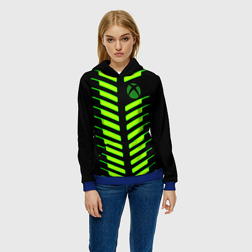 Женская толстовка Xbox green line / 3D-Синий – фото 3