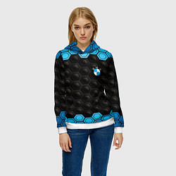 Толстовка-худи женская BMW carbon auto, цвет: 3D-белый — фото 2