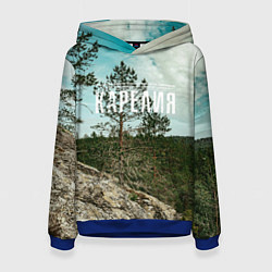 Толстовка-худи женская Природа Карелии, цвет: 3D-синий