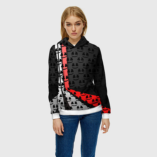 Женская толстовка Marshmello pattern / 3D-Белый – фото 3