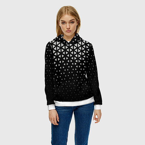 Женская толстовка Геометрический градиент - чёрно-белый / 3D-Белый – фото 3