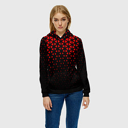 Толстовка-худи женская Геометрический градиент - чёрно-красный, цвет: 3D-черный — фото 2