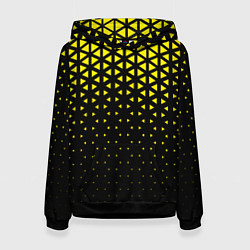 Толстовка-худи женская Геометрический градиент - чёрно-жёлтый, цвет: 3D-черный