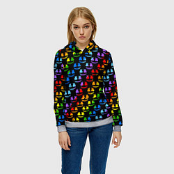 Толстовка-худи женская Marshmello pattern neon, цвет: 3D-меланж — фото 2