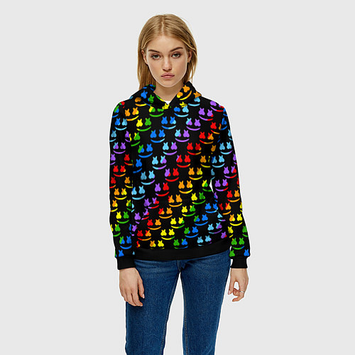 Женская толстовка Marshmello pattern neon / 3D-Черный – фото 3