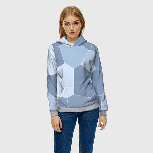 Женская толстовка Стальной голубой крупная мозаика / 3D-Меланж – фото 3
