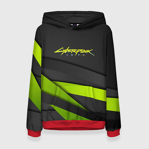 Женская толстовка Cyberpunk 2077 stripes line / 3D-Красный – фото 1