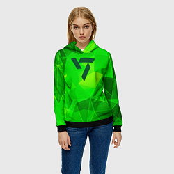 Толстовка-худи женская Seventeen green poly, цвет: 3D-черный — фото 2