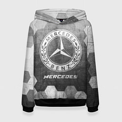 Толстовка-худи женская Mercedes - grey gradient, цвет: 3D-черный