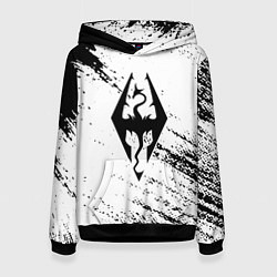 Толстовка-худи женская The Elder Scrolls чёрно белые краски, цвет: 3D-черный