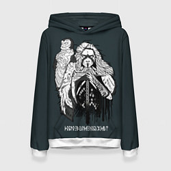 Толстовка-худи женская Валькирия с топором - добро всегда побеждает, цвет: 3D-белый