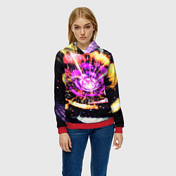 Толстовка-худи женская Оптический узор цветок, цвет: 3D-красный — фото 2