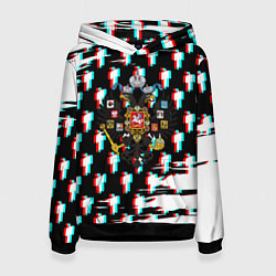 Толстовка-худи женская Имперская Россия будущего глитч, цвет: 3D-черный