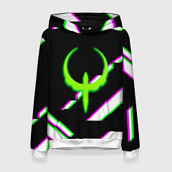 Толстовка-худи женская Quake глитч геометрия, цвет: 3D-белый