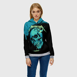 Толстовка-худи женская Metallica - молния пробивает череп, цвет: 3D-меланж — фото 2