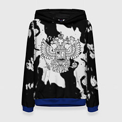 Толстовка-худи женская Серый огонь герб, цвет: 3D-синий