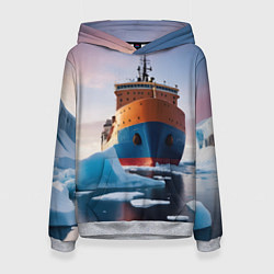 Толстовка-худи женская Северный морской путь, цвет: 3D-меланж