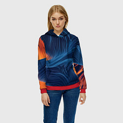 Толстовка-худи женская Абстрактная иллюзия, цвет: 3D-красный — фото 2