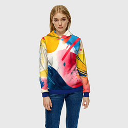 Толстовка-худи женская Абстрактные мазки красок, цвет: 3D-синий — фото 2