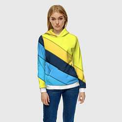 Толстовка-худи женская Геометрия полосы спорт, цвет: 3D-белый — фото 2