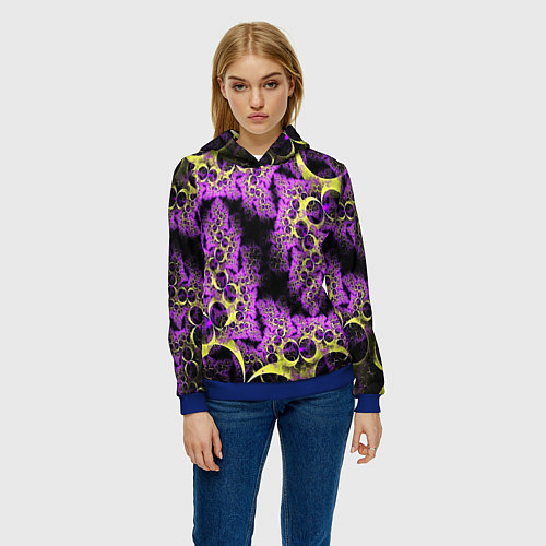 Женская толстовка Абстракция фракталов / 3D-Синий – фото 3