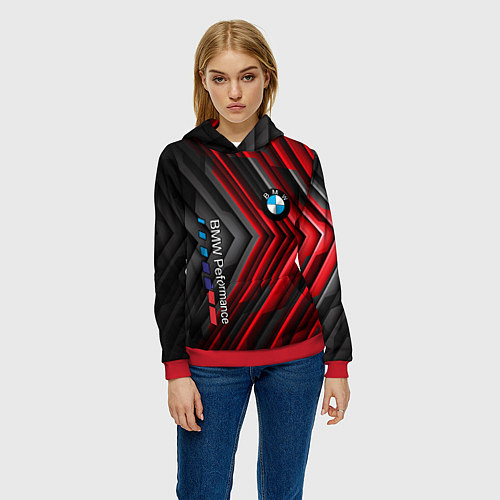 Женская толстовка BMW geometry stripes red / 3D-Красный – фото 3