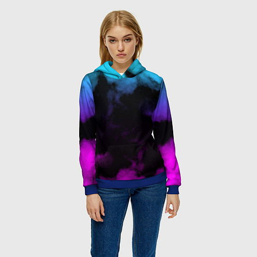 Женская толстовка Градиент - дым / 3D-Синий – фото 3