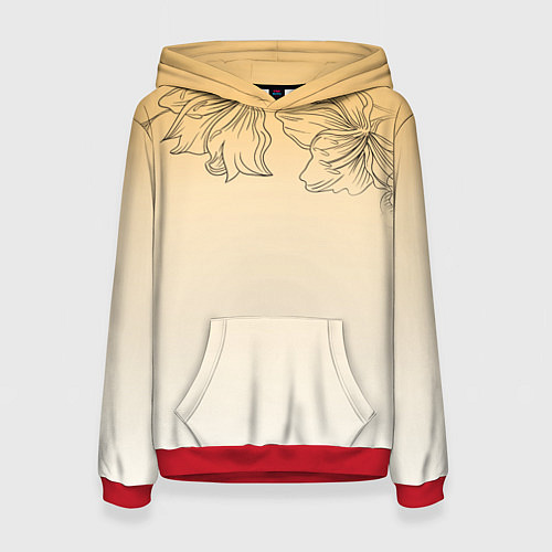 Женская толстовка Градиент желтый с цветами / 3D-Красный – фото 1