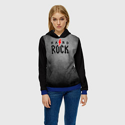 Толстовка-худи женская Hard rock on dark grey, цвет: 3D-синий — фото 2